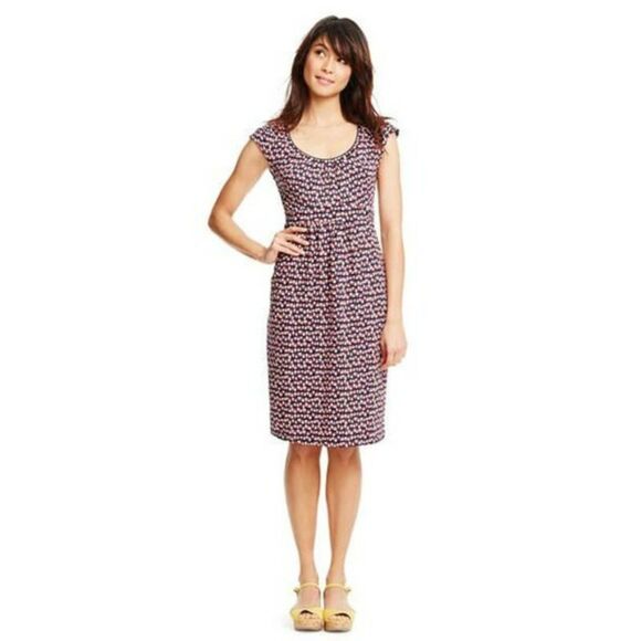 Boden WH761 Pink & Blue Weekend Jersey Midi Dress Pockets Cotton Modal Comfy - Picture 3 of 10